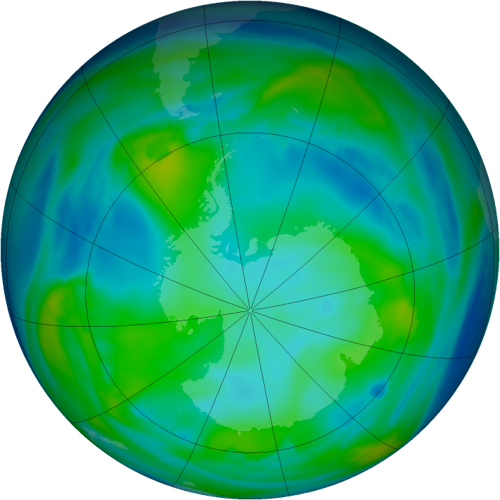 Antarctic ozone map for 22 July 2006